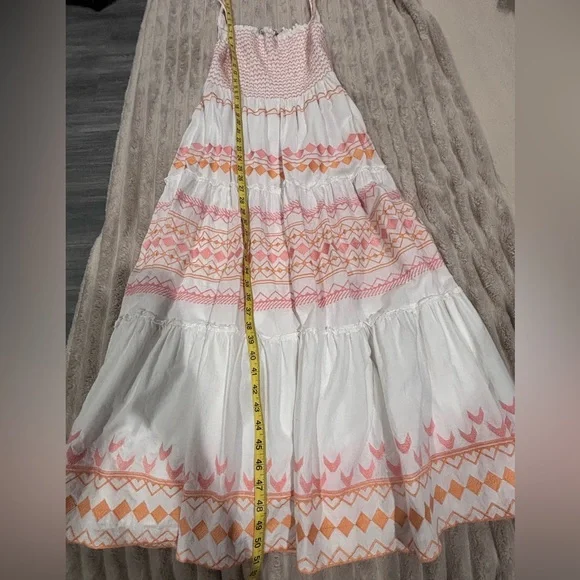 Zara White Maxi Dress with Pink and Orange Accents - Picture 5 of 6